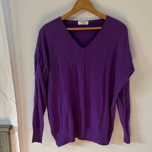 Zenana Outfitters Deep Purple V-Neck Sweater